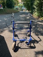 Rollator / Déambulateur 4 roues bleu avec siège