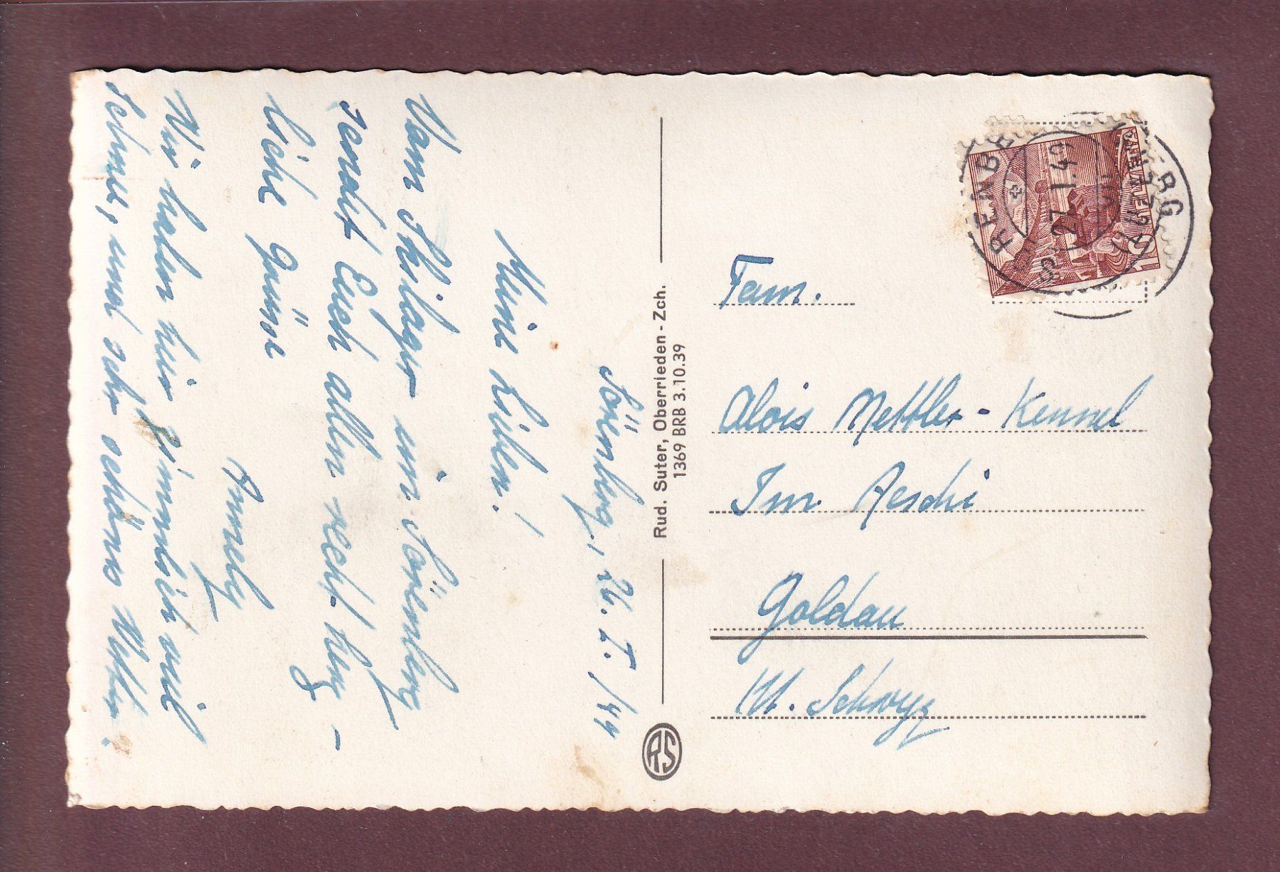 Ansichtskarten: SÖRENBERG - Schrattenfluh - 1949 – Gebraucht aus Pully von nicecards 1