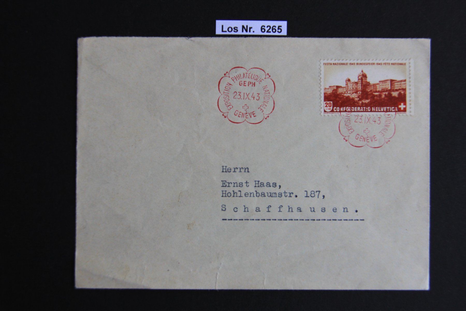 Tutti i francobolli: PP Brief mit Sonderstempel 1943                     Los 6265 – Usato da Volken venduto da jukon65