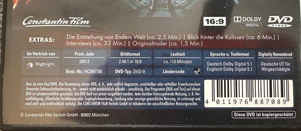 Tutti i DVDs: Ender's Game - Das grosse Spiel (DVD) – Usato da Beringen venduto da Mantafisch1 2