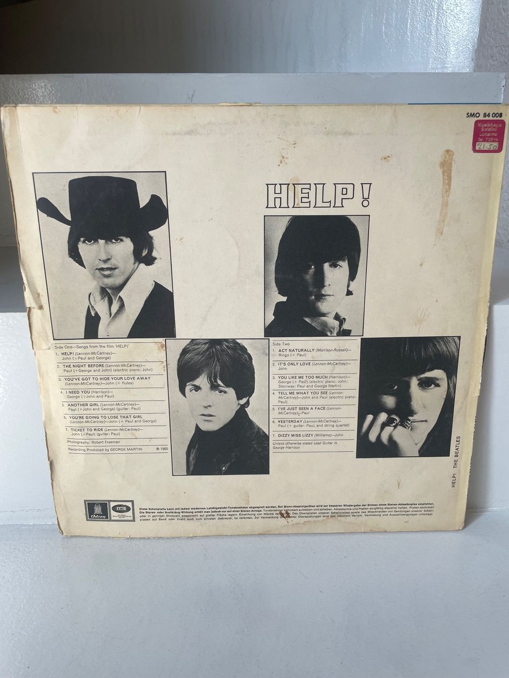 Dischi in vinile: The Beatles Help! Odeon 84008 Export Pressung Switzerland – Usato da Minusio venduto da Pink222 1