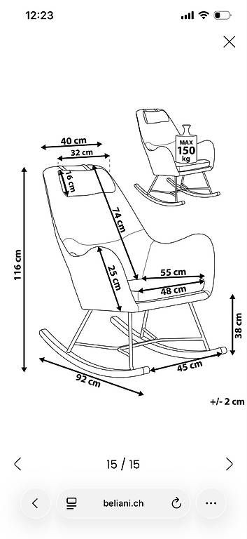 Sessel: Belliani Schaukelstuhl mit Fusshocker – Gebraucht aus Niederscherli von ste_2pj6 4