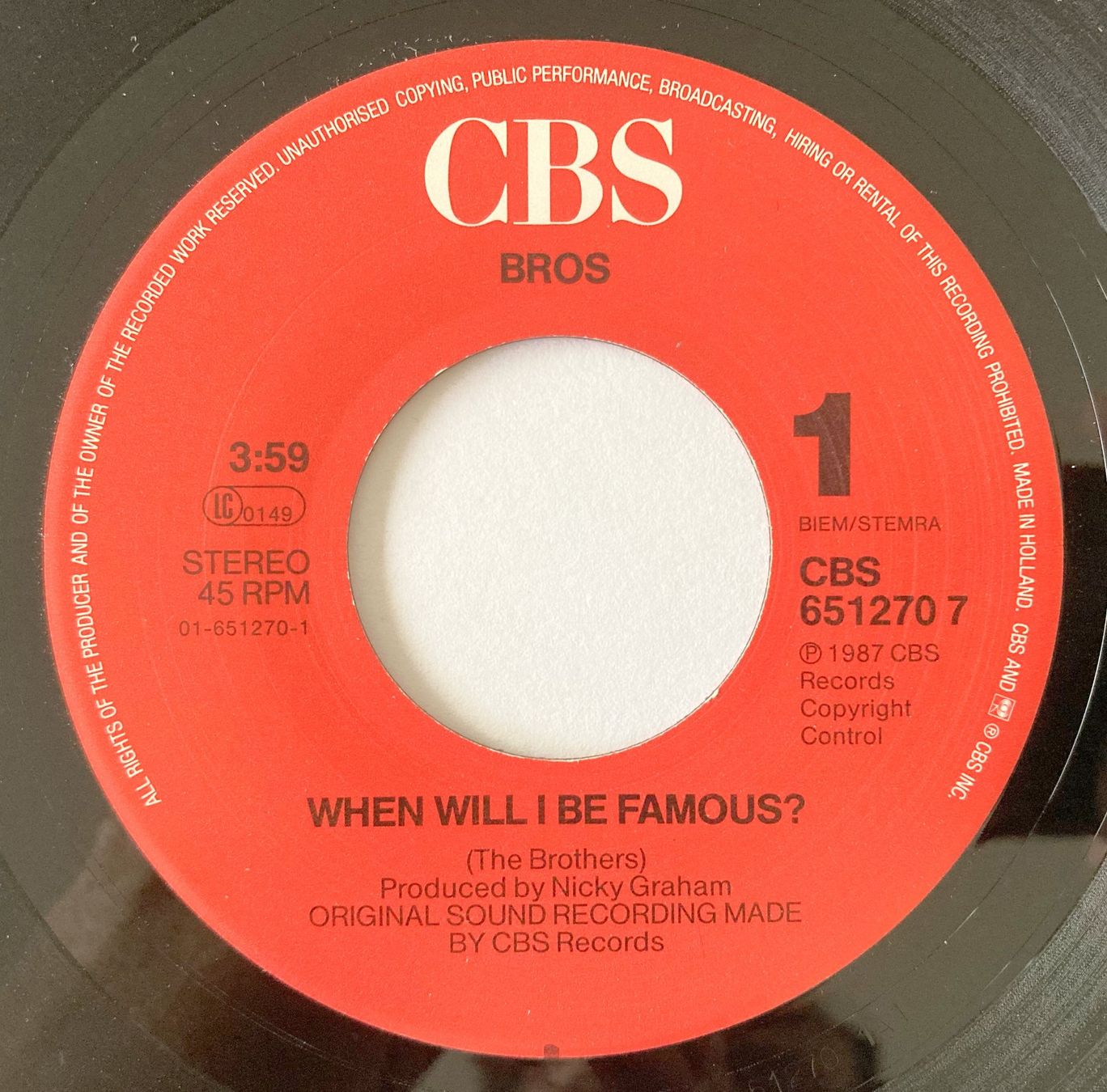 Dischi in vinile: BROS - WHEN WILL I BE FAMOUS ? – Usato da Bottens venduto da hotter-than-hell 2
