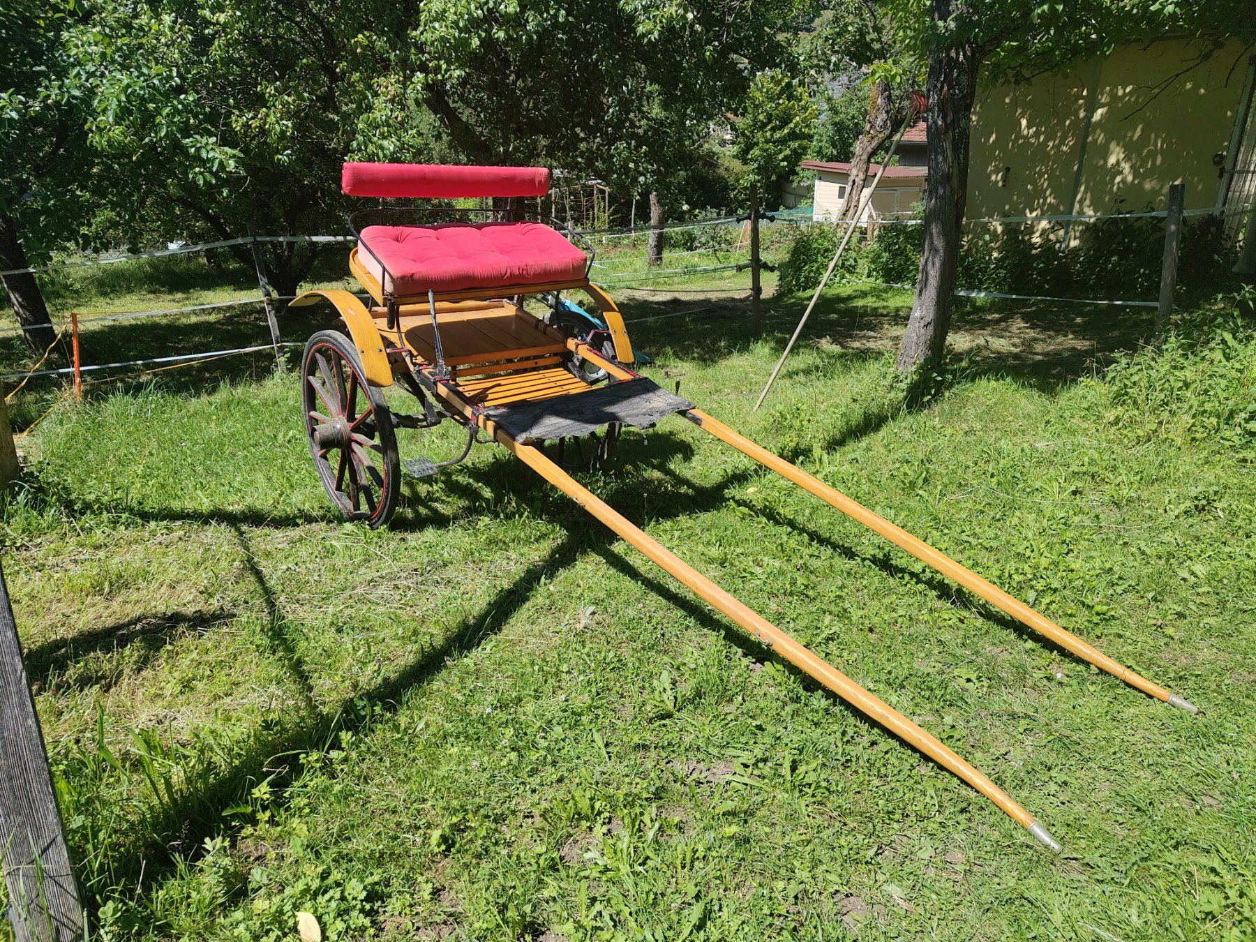 Carrozze: Restaurierte Einspänner Pferdekutsche mit roter Polsterung – Usato da Nunningen venduto da Stoffinator