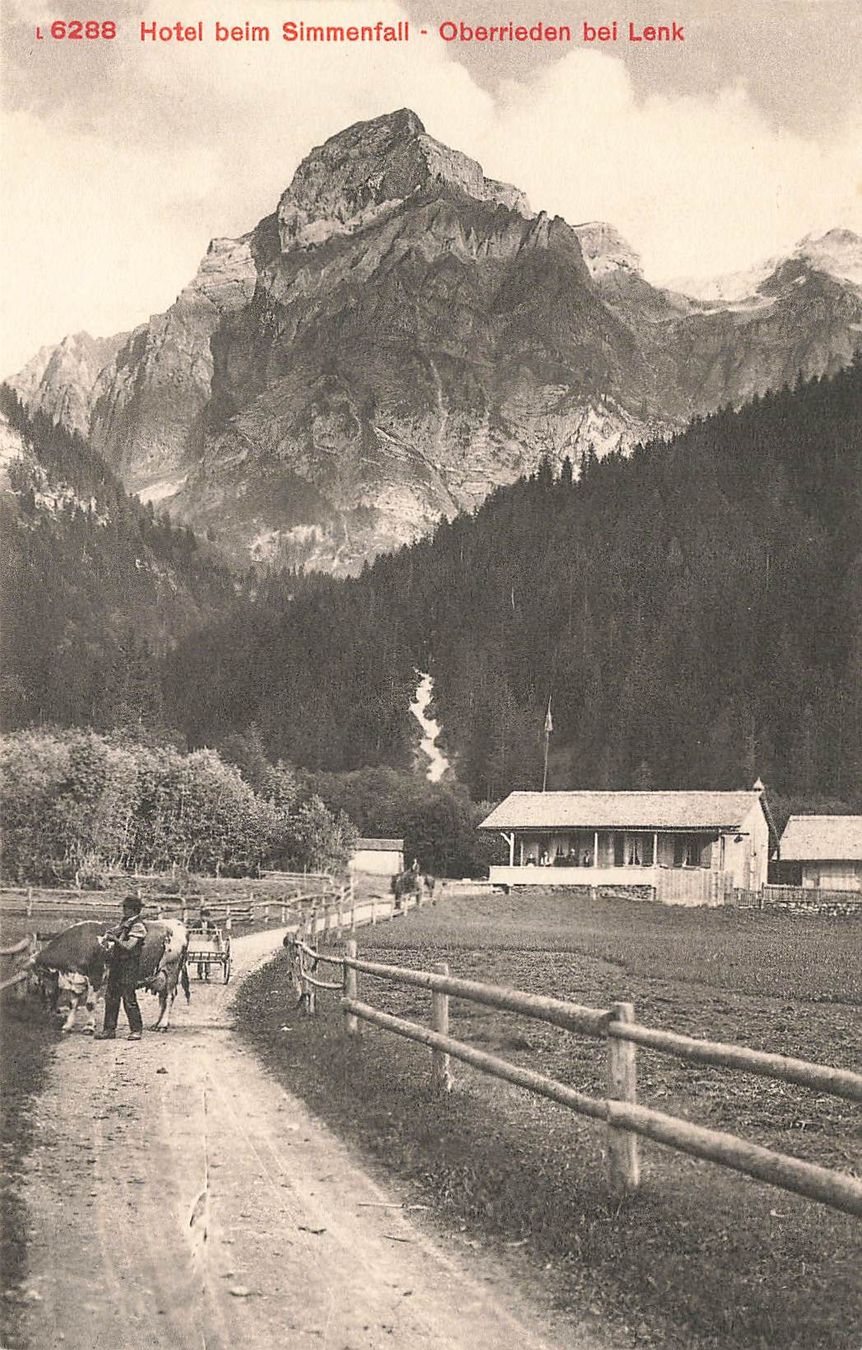 Ansichtskarten: Hotel beim simmenfall Oberrieden bei Lenk – Gebraucht aus Biasca von Blenio71
