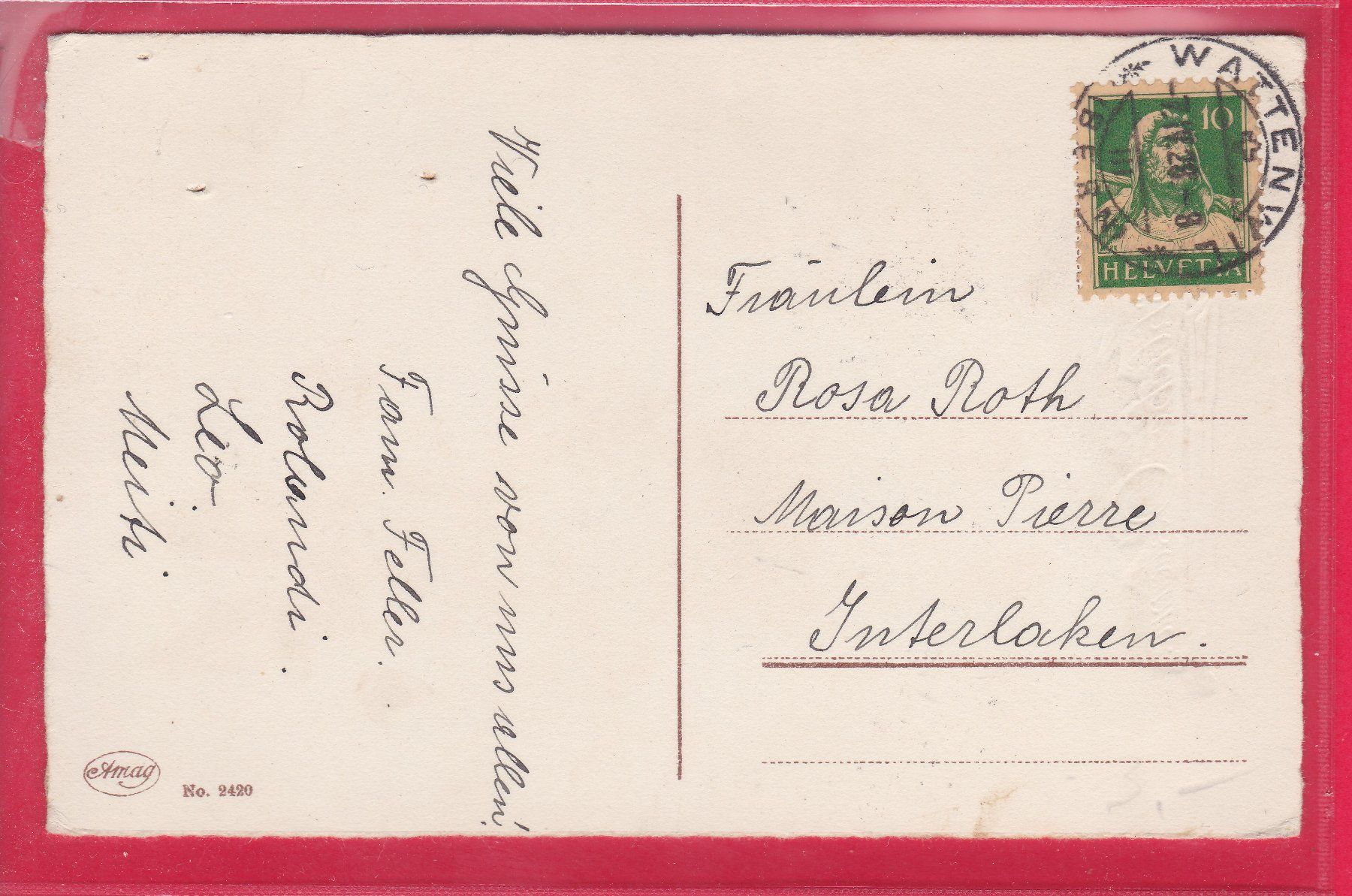 Cartoline postali: FRÖHLICHE OSTERN, 2.4.1928 – Usato da Oberrieden venduto da Gebirgsstelze 1