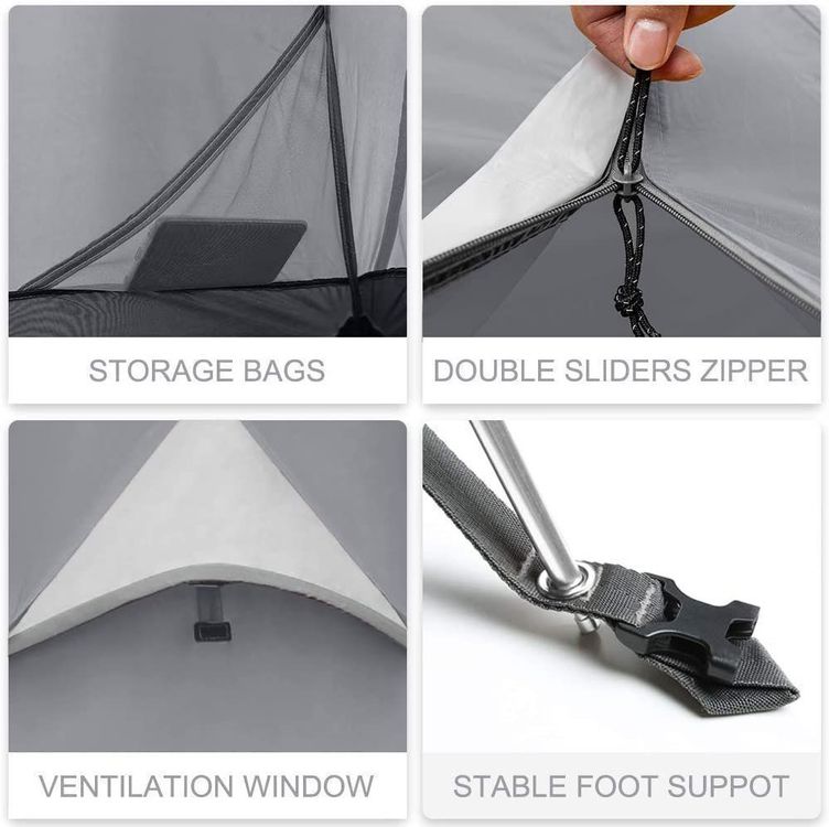 Camping Picknick Tent, Outdoor 2-3 Mensen Camping Picknick Tent Snel Opening Regendichte Automatische Tent met Zonnedak voor Wandelen Kamperen Slapen (Donkergroen en oranje