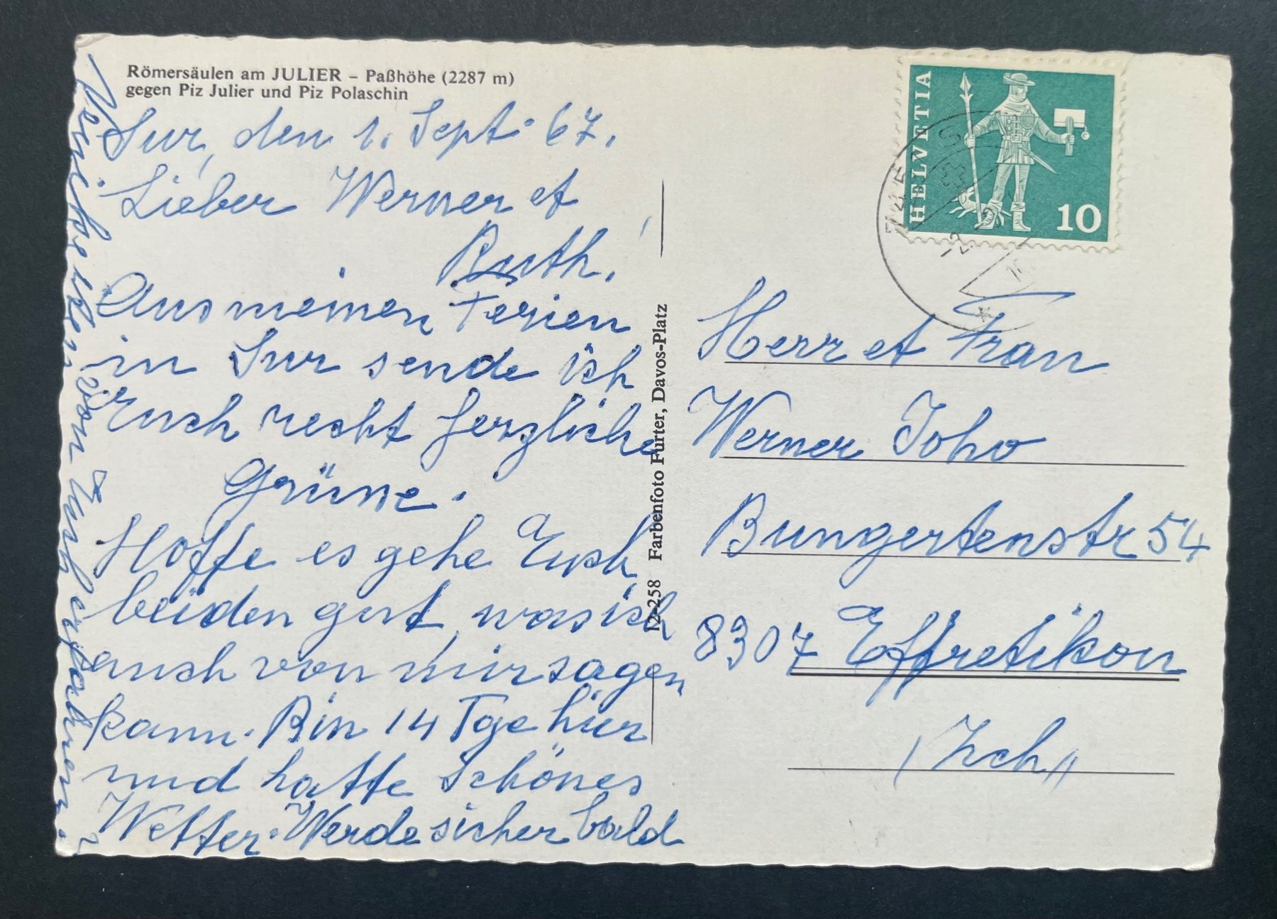 Cartoline postali: JULIER - Passhöhe/ VW-Käfer, GR-1353 – Usato da Ostermundigen venduto da DaxKarten-75 1