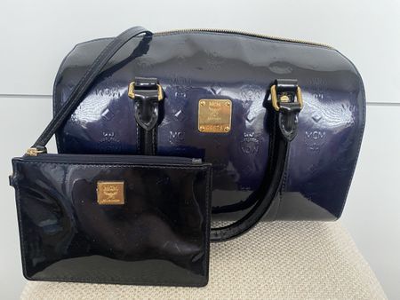 MCM Bowling-Bag Ivana Patent Navy