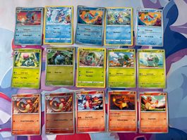 Pokémon TCG Karten Set Kanto-Glumanda, Schiggy&Bisasam🔥💧🌿