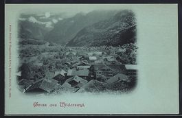 Mondschein-AK Wilderswyl, Ortsansicht ge