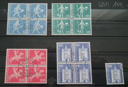 1960 Postgeschichte Motive 4-er Block mit Kontrollaufdruck