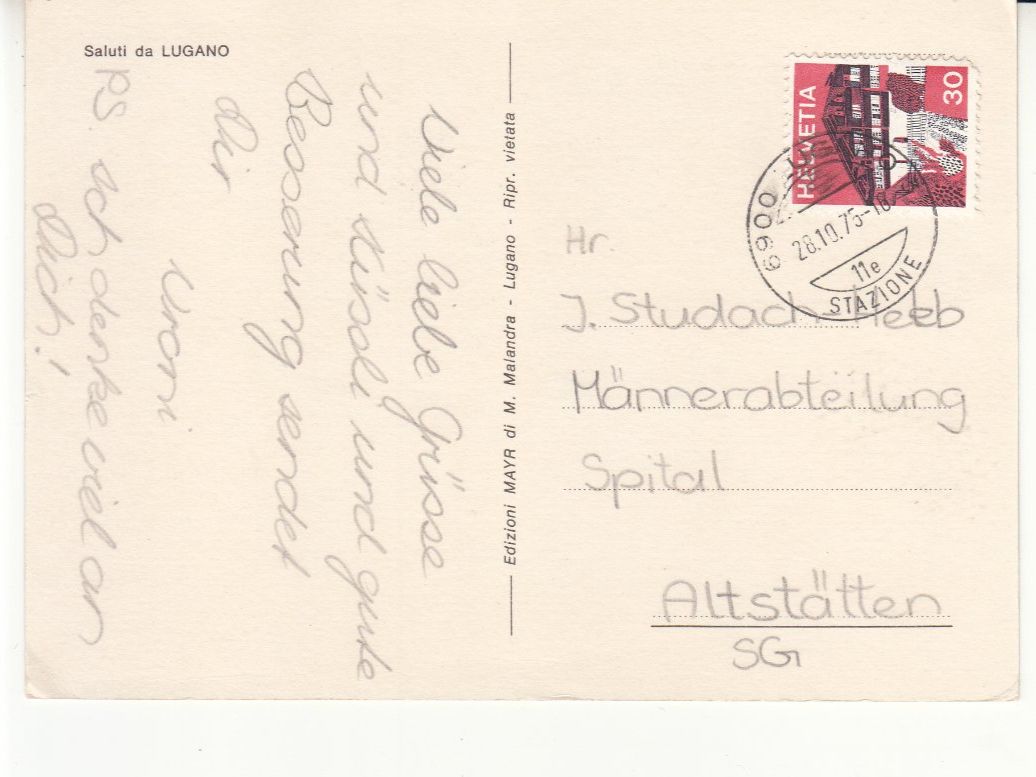 Ansichtskarten: Lugano 1975 – Gebraucht aus Bürglen TG von StampGraf 1