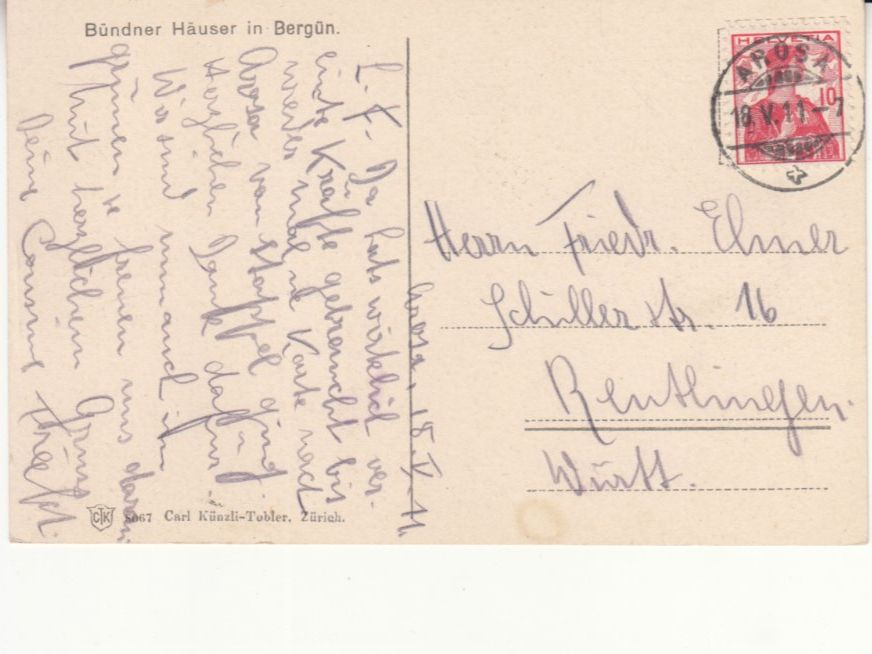 Cartoline postali: Bergün 1911 – Usato da Bürglen TG venduto da StampGraf 1