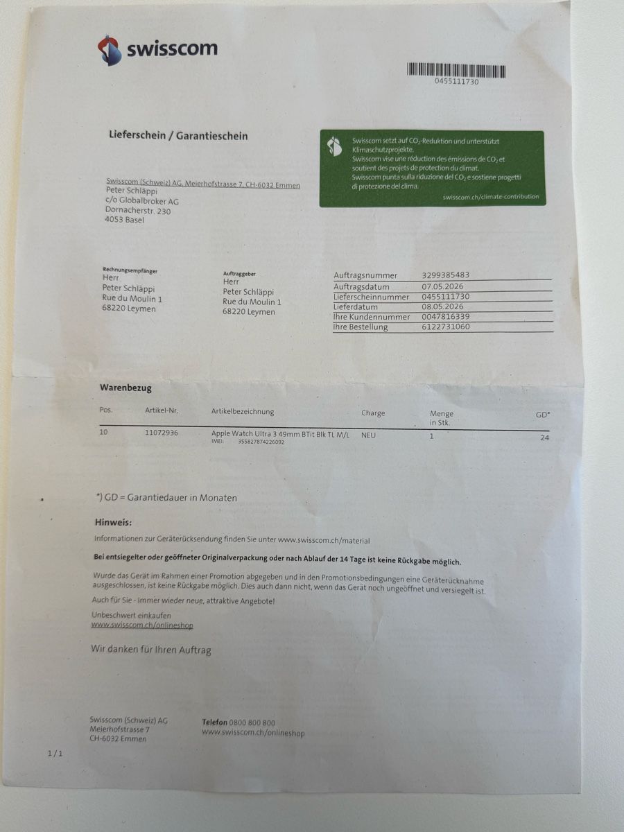 Apple Smartwatch: Apple Watch Ultra 3 GPS – Nuovo (secondo la descrizione) da Basel venduto da let_6rsz 1