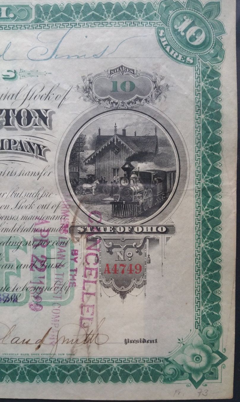 Dokumente: Aktie: Cincinnati, Washington & Baltimore Railroad Co. 1884 – Gebraucht aus Oberriet SG von ganesh435 2