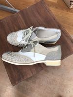 Café Noir Schnürschuhe, Gr.37, Leder mit Glitzersteinen
