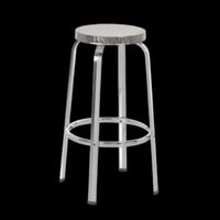 Barhocker aus Aluminium mit Gebrauchsspuren
