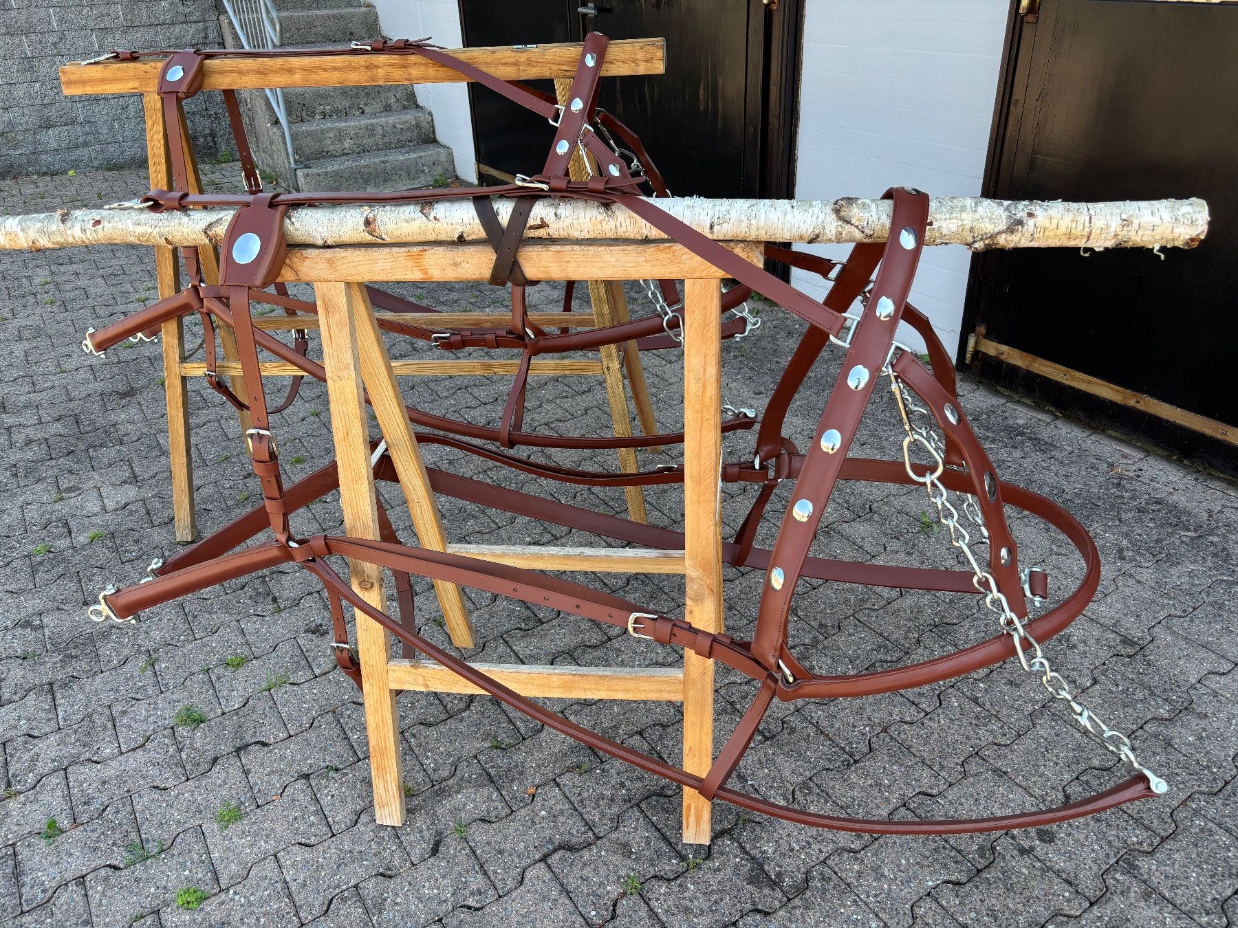 Calèches: 2 schöne braune Bündnergeschirre – D'occasion à Feldbach par Fea1