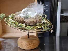 Weihnachtsdeko Draht&Geflecht/Engel a.Holzsockel Handarbeit