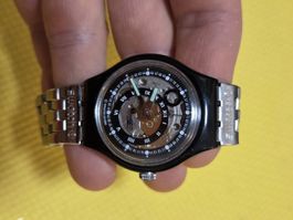 Swatch Automatic 1992 Skeleton schwarz, 23 Jewels – läuft
