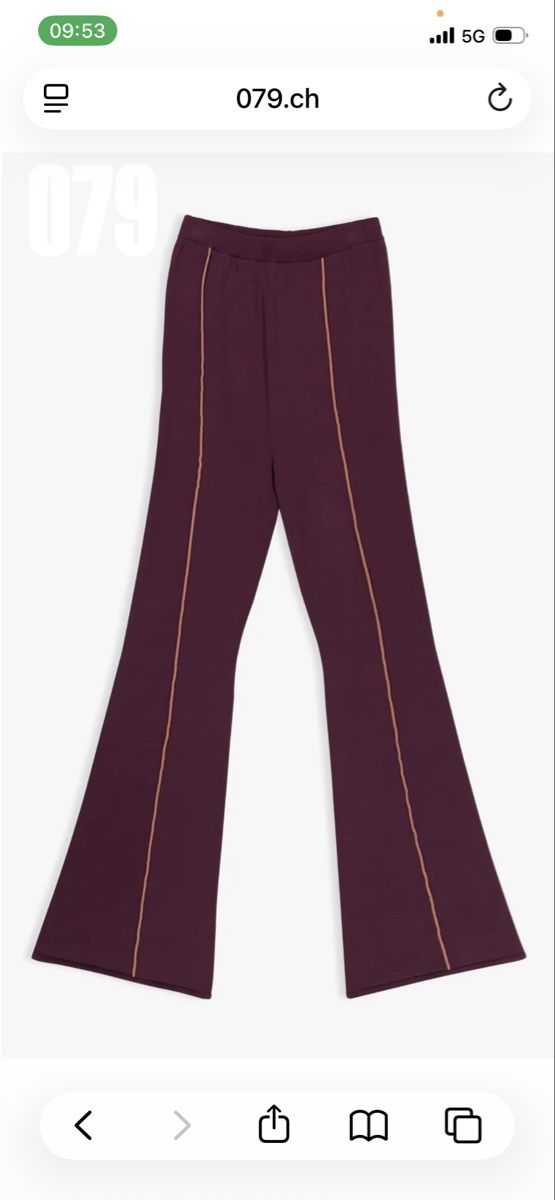 Pantaloni: Schlaghose bordeaux rot, von 079, Grösse S – Nuovo (secondo la descrizione) da Zollikon venduto da Ranunkulus 1