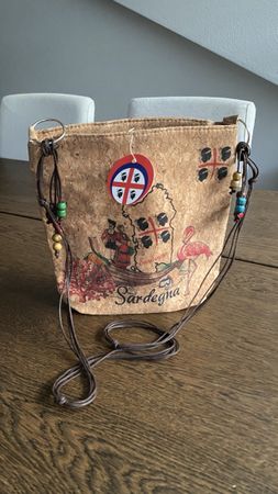 Tasche Kork mit Aufdruck "Sardegna" Damen Umhängetasche neu