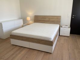 Micasa Schlafzimmer-Set / Bett mit 4 Schubladen 2 Nachttisch