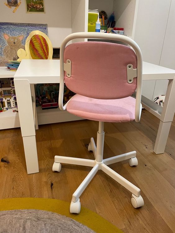 ÖRFJÄLL Chaise de bureau enfant, blanc, Vissle rose - IKEA Belgique