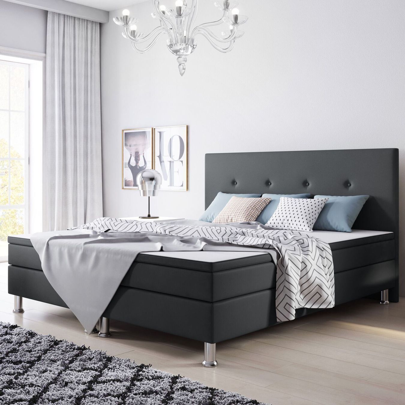 Betten: Boxspringbett 180x200 Anthrazit Doppelbett Bett Hotelbett – Neu und originalverpackt aus Wallenwil von toesstal-vertrieb 4