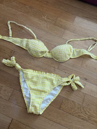 Bikini jaune texture nid d'abeille taille S neuf