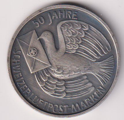 Medaglie: Medaille 50 Jahre Schweizer Luftpost Marken – Usato da Eschlikon TG venduto da PhilCon 1