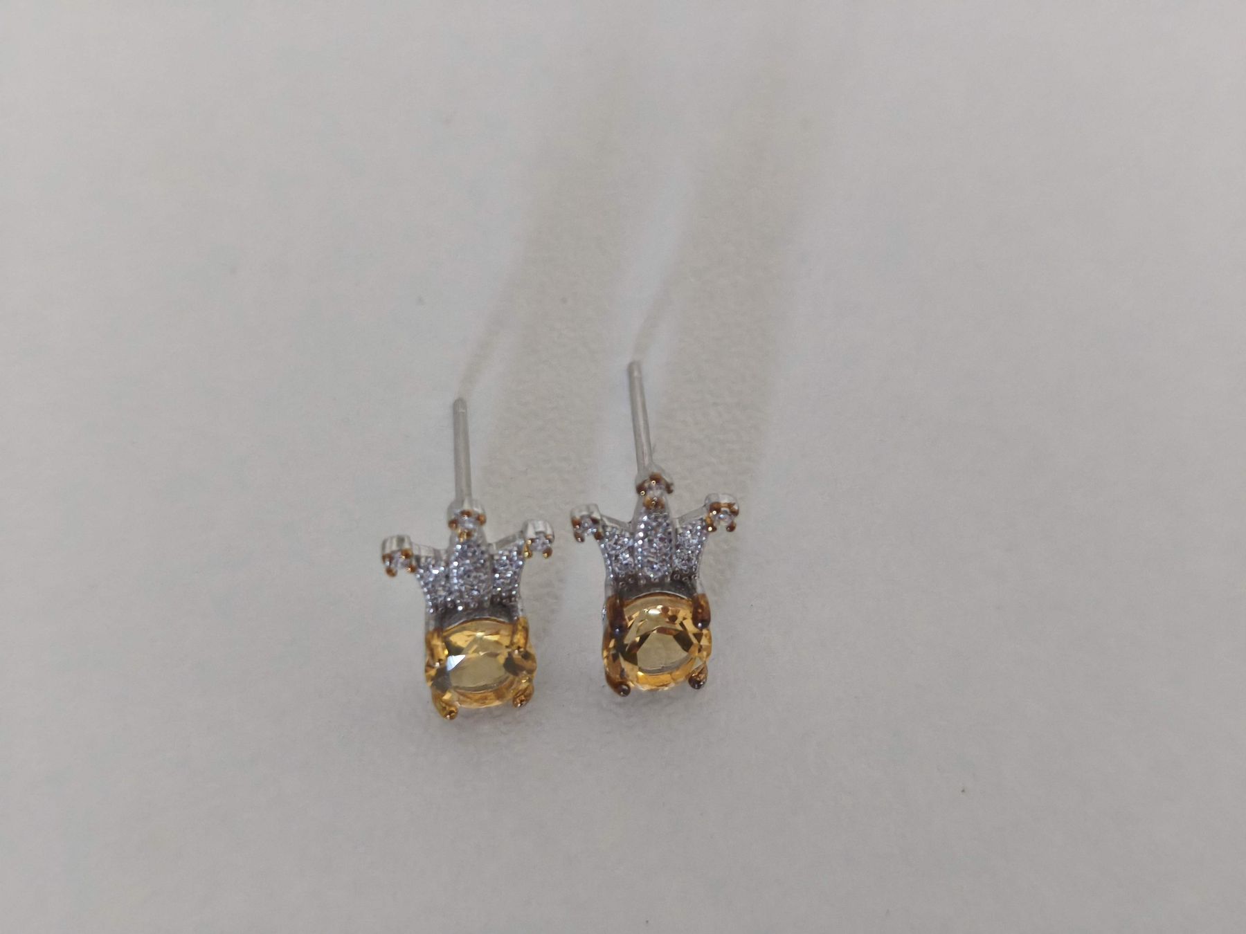 Boucles d'oreille: Ohrstecker Krone echte Citrin 925 Silber – Neuf (Voir description) à St. Gallen par GIULESGG 2