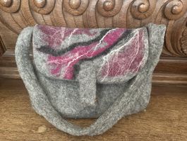 Filztasche, Pink/ Grau