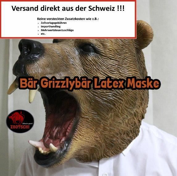  Grizzly Bär Bären Maske Tiermaske Latex (Neu und originalverpackt) in 