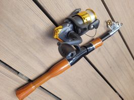Fischerrute 160cm inkl. Rolle und Schnur ideal für Anfänger