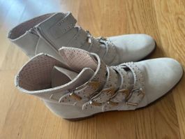 Schuhe Pertini Nieten Boots Wildleder beige Gr. 39