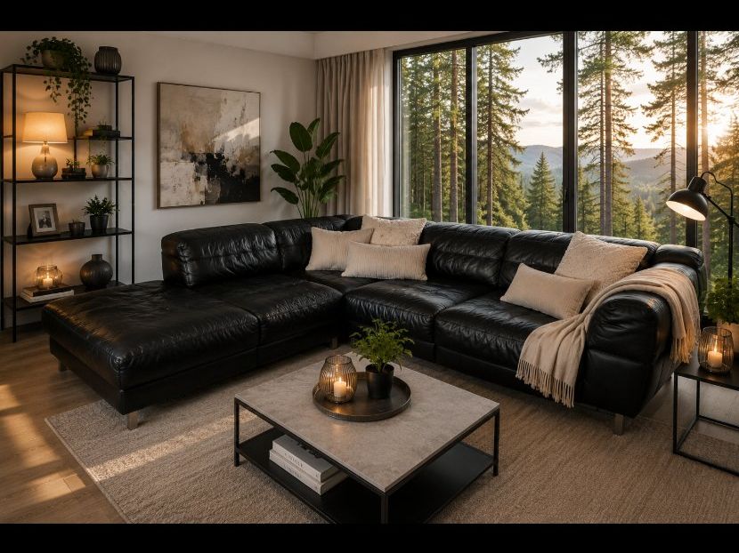 Sofas: Schwarzes Designer Ecksofa aus hochwertigem Leder sehrrobust – Gebraucht aus Menzingen von vannessa.studer 1