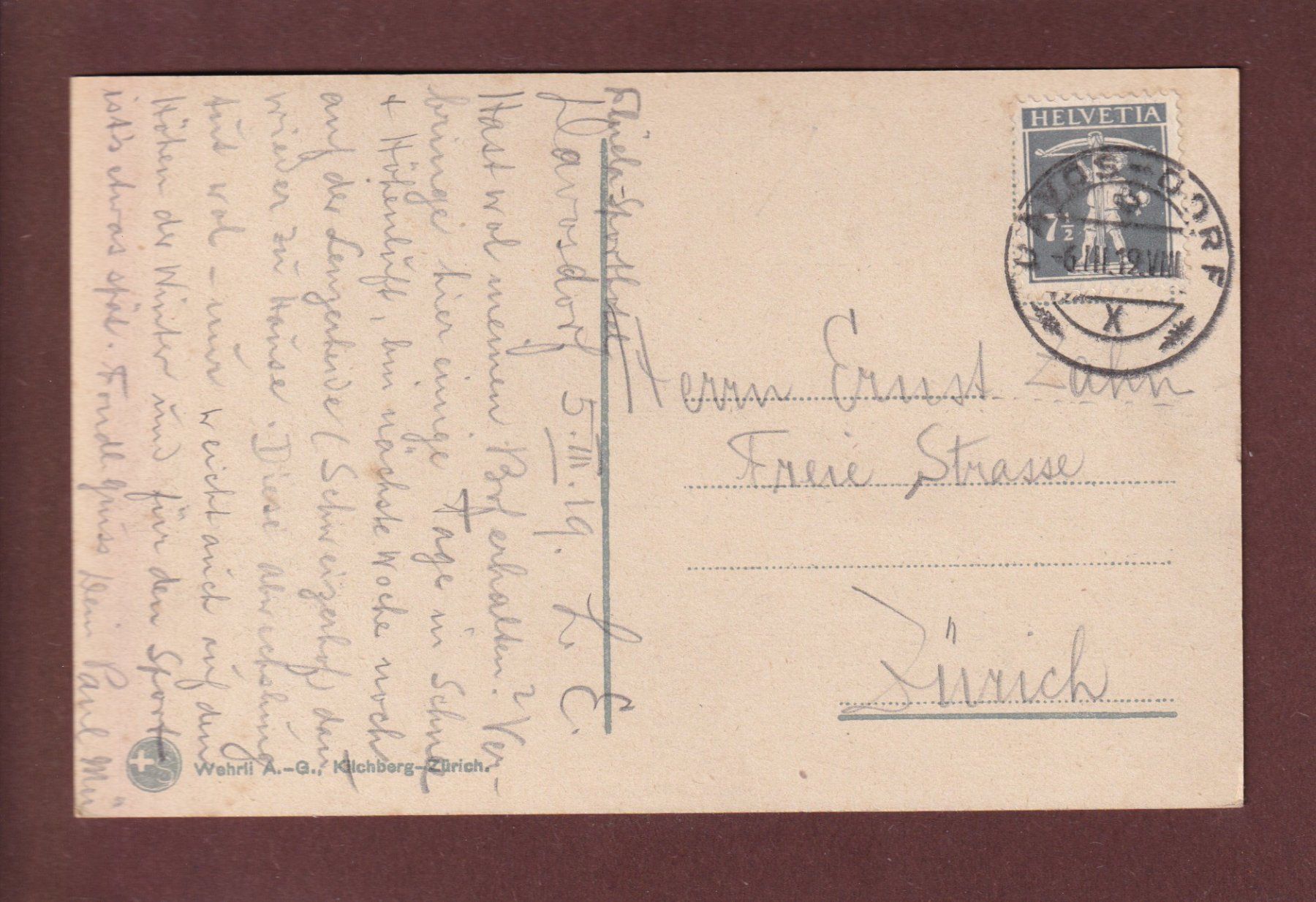 Cartoline postali: DAVOS-DORF - 1919 – Usato da Pully venduto da nicecards 1