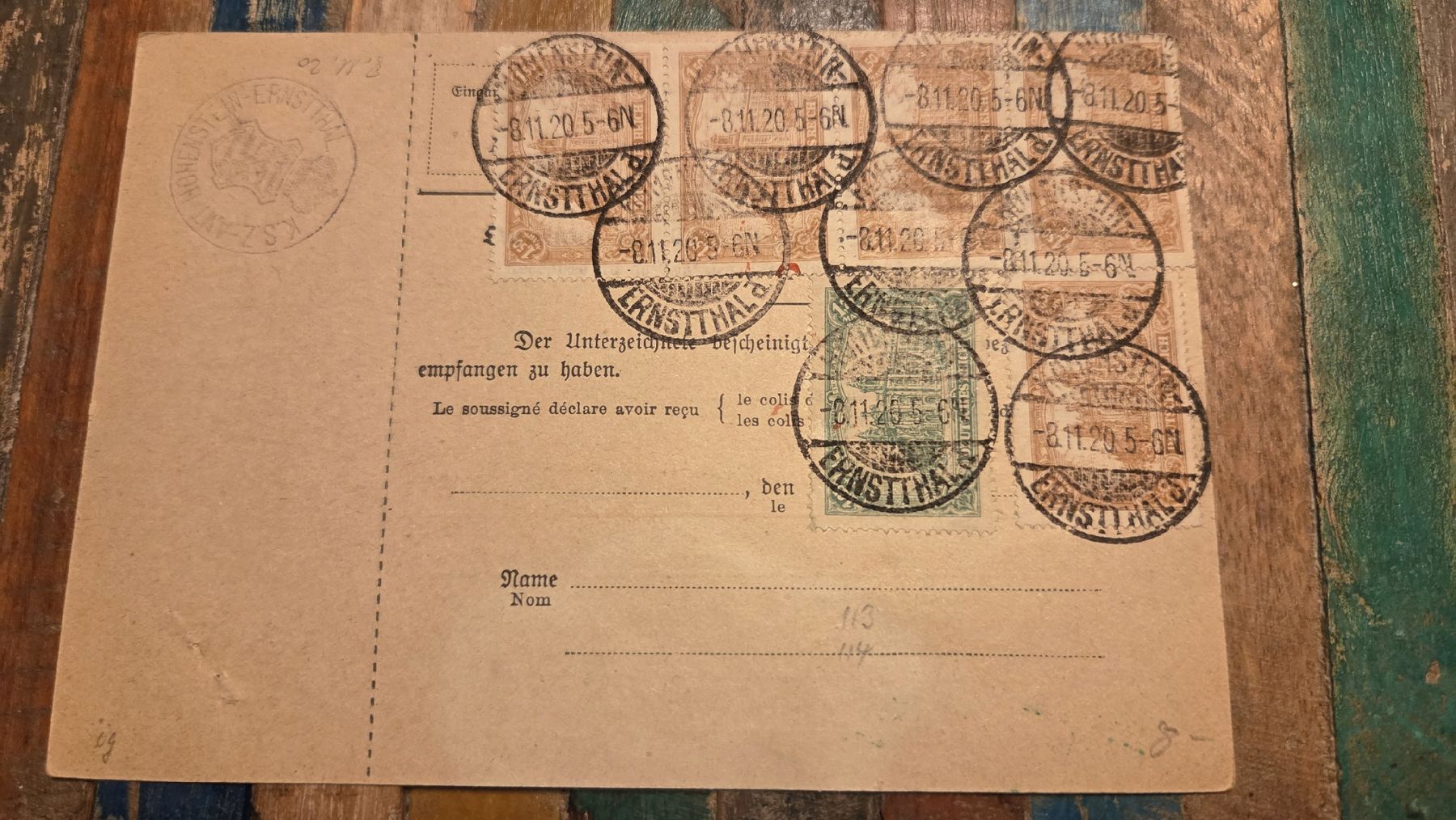 Tutti i francobolli: 1920 Paketkarte Hohenstein Ernstthal – Usato da Arni AG venduto da Moth68 1