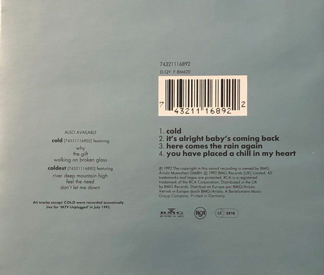 CDs: Annie Lennox - Cold (Colder) – Gebraucht aus Grüningen von azulgris 1