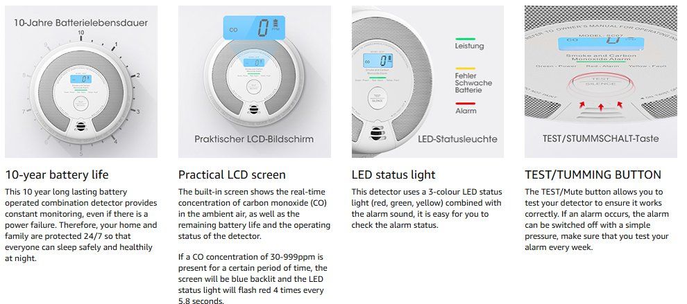 Misurare: 2 NEU - Rauch und CO Sensor – Nuovo e nell'imballaggio originale da Hüttikon venduto da abarb 8
