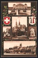 Basel, Rheinansicht mit Münster, Bundes