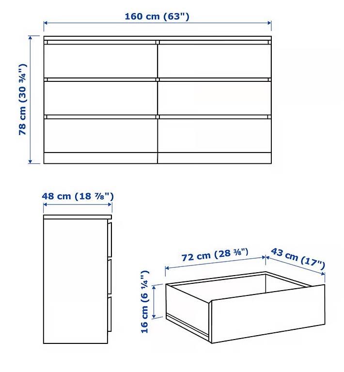 Cassettiere: Kommode mit 6 Schubladen 160x78cm – Usato da Zürich venduto da martagd 1