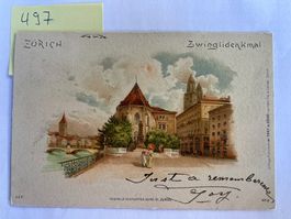 Ansichtskarte Zuerich Zwinglikirche mit Stempel Luzern 1901