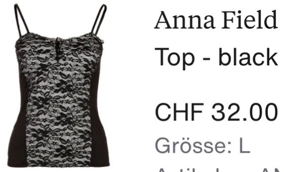 Anna Field Top: Top Anna Field Gr. 40 – Nuovo (secondo la descrizione) da Oeschgen venduto da Gini2006 2