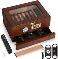 🐭 NEU Zigarren Humidor Glasfenster Zedernholz