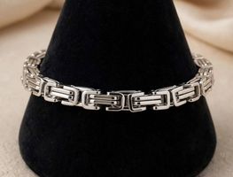 Bracciale uomo color argento in acciaio inox 22 cm nuovo