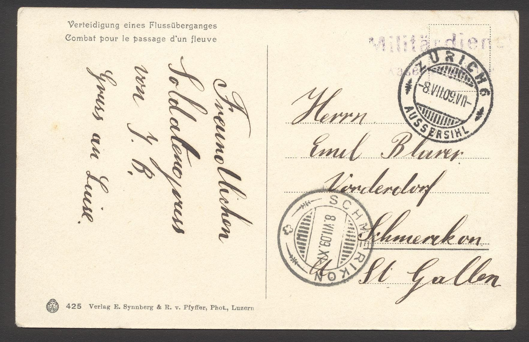 Cartoline postali: PK Verteidigung eines Flussüberganges – Usato da Siebnen venduto da Fstaehli 1