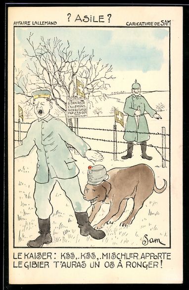 Cartoline postali: sign. Sam: Schweiz, Affaire Lallemand, S – Usato da Berlin venduto da bartko-reher